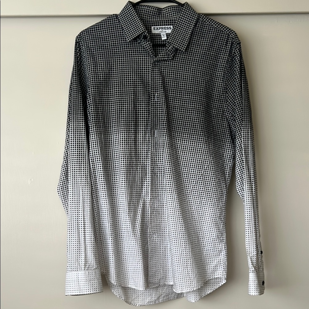 Express Black and White Dress Shirt with Gradient Effect